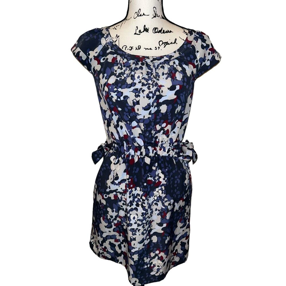 Banana Republic Tank Shirt Dress Size 0‎ Navy Floral Sleeveless Pockets 4510